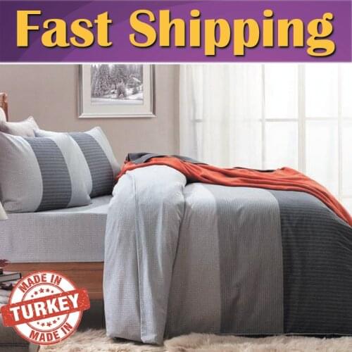 Roche Flannel Double Size Duvet Cover Set Anthracite 100% Cotton Four Seasons Set Bedroom linens Bed Cover blanket cotton Cover Made in TURKEY Bed Sheet Duvet Cover Sets Ranforce Bedding Sets