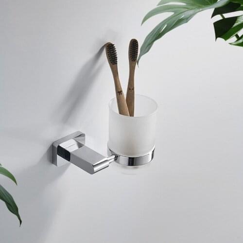 Cup Tumbler Holders Double Toothbrush Tooth Cup Holder Cups Wall-mount Bathroom Accessories Bath Hardware Set