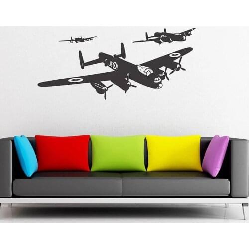 Lancaster Vinyl Wall Sticker Airplane War Army Decal Heavy Bomber Art Vinyl Sticker Wallpaper Military Lover Decor 2214