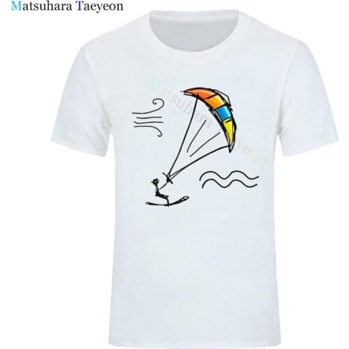 Summer Beach Kitesurfing Kiteboarding T Shirt Top Streetwear Cotton Mens T Shirts New T-shirt for Men Plus Size Men Clothing Tee