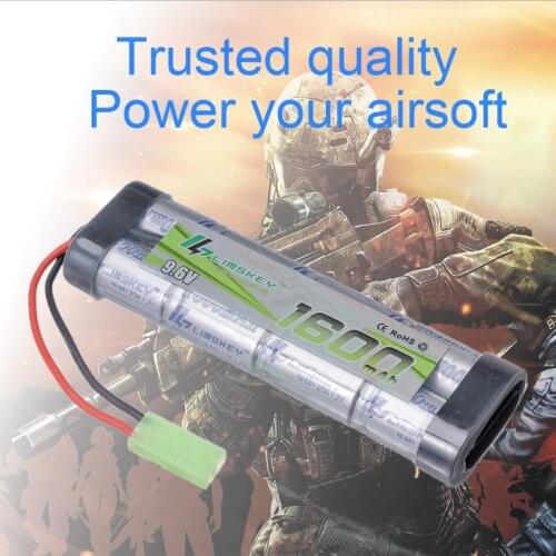 Limskey 8S 2/3A 9.6v 1600mAh NiMH Flat Battery Pack with Mini Tamiya Connector for Airsoft Guns Mini AK series or modified AEGs