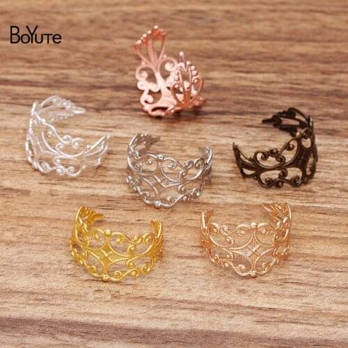 BoYuTe (40 Pieces/Lot) 18*15MM Metal Brass Filigree Ring Base Adjustable Ring Setting Diy Hand Made Jewelry Accessories