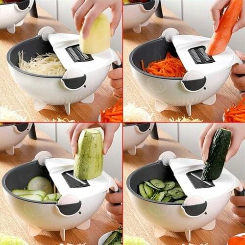 Multifunctional Magic Rotate Vegetable Cutter With Drain Basket Kitchen Veggie Fruit Shredder Grater Slicer Drop Shipping