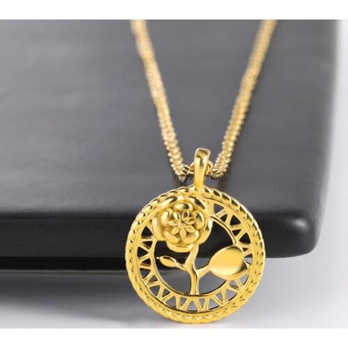 Fashion Rose Flower Necklace For Women Charm Statement Clavicle Chain Round Choker Necklace Bijoux Femme Accessories Jewelry
