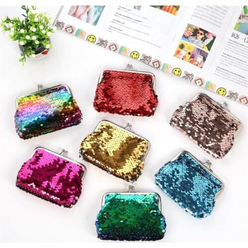 Fashion Sequins Buckle Mini Wallet Women Girl Cute Change Money Bag Coin Purse Clutch Handy Purse Coin Bag Clutch Wallet Pouch