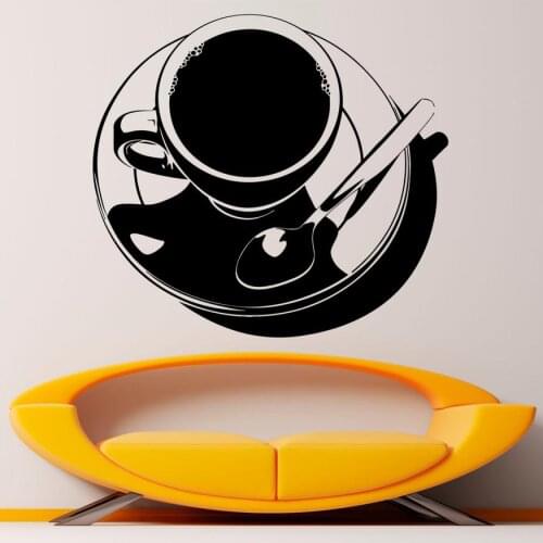 Cup of Coffee Wall Decal Cafe Dining Vinyl Wall Stickers Murals Coffee Shop Decor Modern Interior Kitchen Decor Design C308