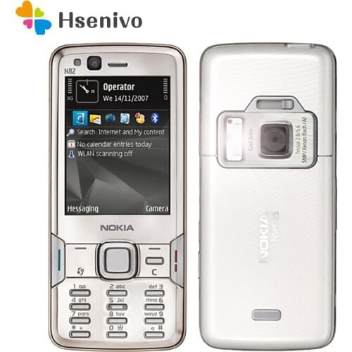 Original Nokia N82 GSM 3G Bluetooth WIFI 5MP camera FM Radio 2.4 inch cell Phone 1 Year Warranty Free shipping