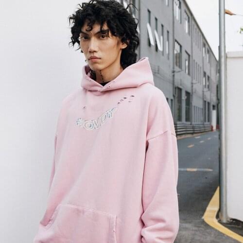 Firmranch 2021 Atumun New Men/Women Hip-Hop Thick Fleece Casual Oversize Hoodies Loose Broken Hole Hooded Sweatshirts