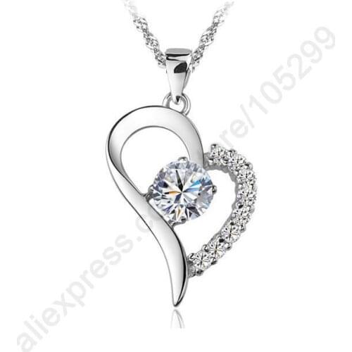 Bulk Collections Pendant Necklace Set 925 Sterling Silver Cubic Zircon Heart Pendant Necklace For Lady Jewellery