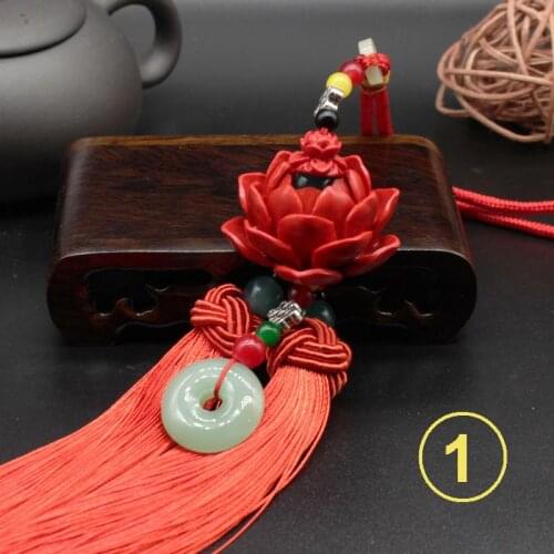 Handmade replica emerald Lotus tassel peace buckle Car Hanging Ornaments Home Decoration Feng Shui Ornament Car Decoration