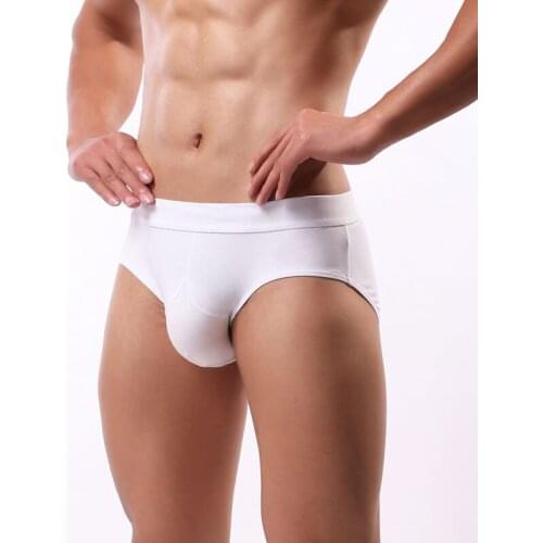Sexy Men Underwear Cotton Big U Convex Pouch Mens Briefs G-string Smooth Breathable Thongs Underwear Gay Wear Low Rise F9