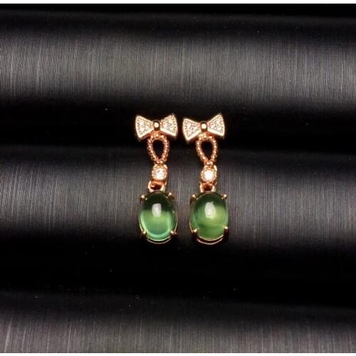 Uloveido Natural Green Grapevine Stud Earrings for Women, Girls 925 Sterling Silver Fine Jewelry Earrings for Women 20%off FR185