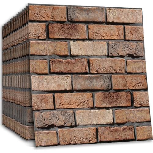 Rustic Vintage 3D Faux Bricks Wallpaper Self Adhesive Roll Vinyl PVC Retro Industrial Loft Wall Paper Brown Waterproof Washable