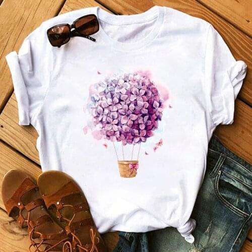 Floral Flower Fashion Lady T-shirts Womens T-shirt Top Harajuku Short Sleeve T Shirt Ladies Graphic Oversized T-Shirt Female