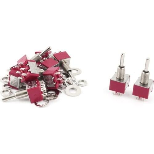 10 Pcs DPDT ON-OFF-ON Momentary Mini Toggle Switch AC 250V/2A 120V/5A