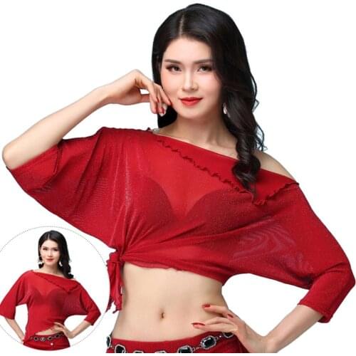 2020 New Belly Dance Costumes 1035 2 Ways Wear One Side Bare Shoulder Belly Dance Tops & Tees for Women Bellydance Dress