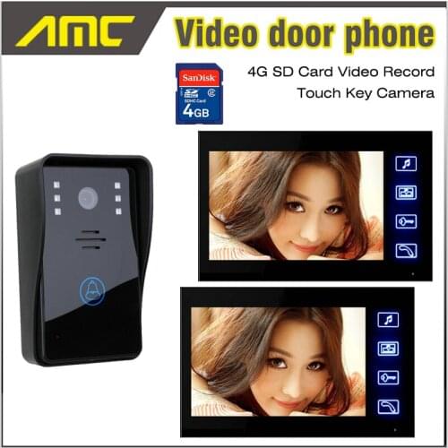 7 Inch LCD Screen Video intercom Video Door Phone Doorbell Intercom Video Record IR Night Vision Door Camera 4GB Card recording