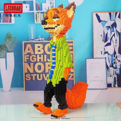 72cm Magic Building Blocks Disney Fox Big Model Assembled Connection Bricks Zootopia Nick Wilde Figures Toys For Christmas Gift