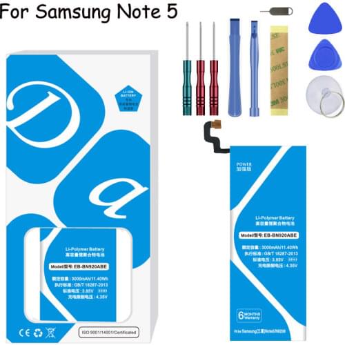 Lithium Polymer Battery EB-BN920ABE 3000mAh For Samsung Galaxy Note 5 N9208 Replacement Battery+Free tool