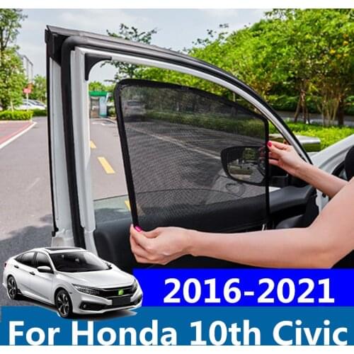 Car Window Sun Shade For Honda Civic 2016-2021 Mesh Window Sunshade Foldable UV Protection Curtain For Civic10th Car Accessories