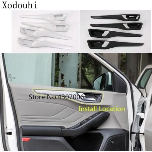 Car Styling ABS Matte/Carbon Fiber Cover Stick Trim Door Inner Handle Bowl Frame Lamp For Ford Focus 2018 2019 2020 2021