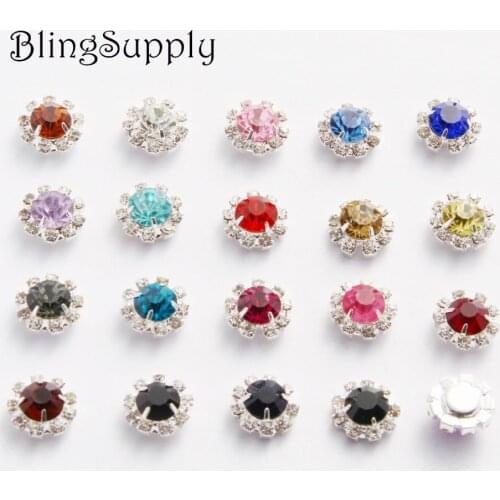 12mm sparkle rhinestone button flatback silver plating for hair accessory 100PCS/lot(BTN-5251)