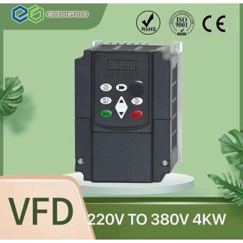 VFD 4KW 5.5KW 7.5KW 11KW inverter 220V AC Frequency Inverter 1 phase input 3 phase 380 V output for 380V AC Motor