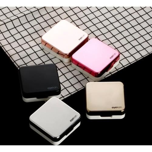 New Hot Sale Fashion Contact Lens Box ABS Plastic Square Mirror Lens Case Travel Container Holder Storage Soaking Box Case