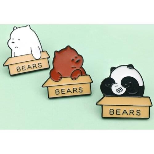Cartoon Cute Animal Black White Bear Brooch Metal Pin Panda Brooch Jewelry Gift
