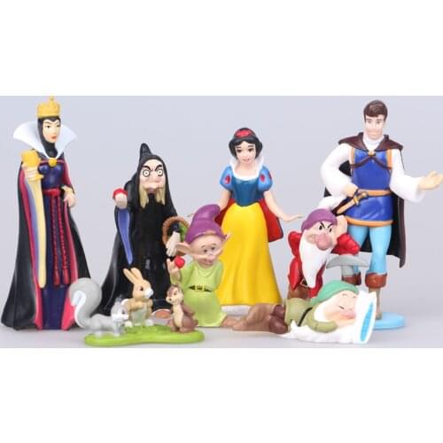 Disney New 8pcs/set Seven Dwarfs And Princess Snow White PVC Action Figure Doll Cake Toy Landscape Decor Birthday Gifts