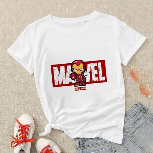 Super Hero Iron-Man T Shirt Womens Cartoon Funny Marvel Printed Clothes Fashion Streetwear Female T-shirt Basic Tops Harajuku