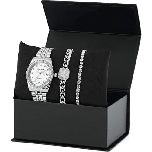 Gümüş Kaplama Bayan Saat Kombin Bileklik Set PS1349