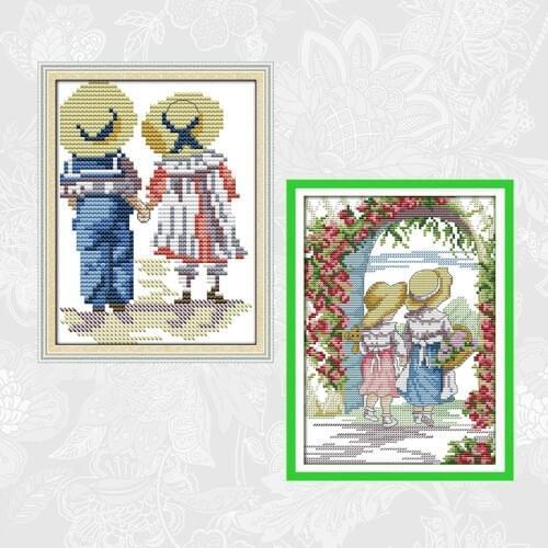 Joy sunday back view Embroidery DIY Counted Printed On Canvas DMC 14CT 11CT Chinese Cross Stitch Kits Handwork Needlework Sets