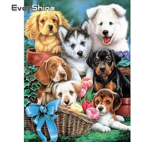 EverShine Diamond Mosaic Animals Picture Of Rhinestones Diamond Painting Dog Cross Stitch Diamond Embroidery Home Decoration