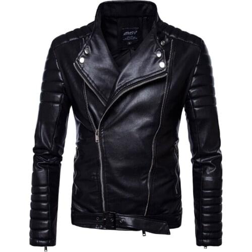 Classic Black Motorcycle Leather Jacket Men New British Style Multi-Zipper Leather Jacket Casual Biker Jacket Male Coat 5XL