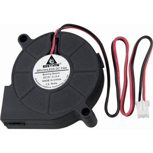Gdstime 2 Pieces DC 5V 2Pin 50x50x15mm 5cm Plastic Brushless Blower Cooling Fan 50mm PC Computer CPU Cooler 0.12A 5015s