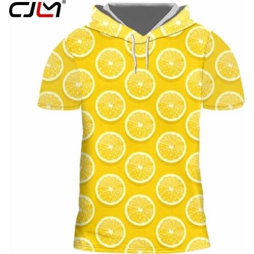 CJLM 3D Fruit lemon Yellow Mens Hooded Tshirt Printed Fresh Theme Man Hoodies Tee Shirt Unisex Large Size Casual T-shirt