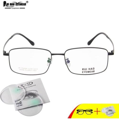 Prescription Glasses Men Classic Rectangle Eyeglasses Frame Custoimze Resin Lenses Titanium Spectacles Frames 1109