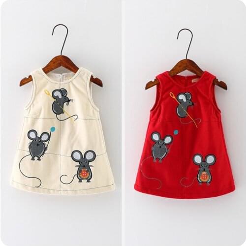 Autumn Korean Childrens Garment 2016 New Pattern Girl Baby The Little Mouse Dress Girl Concise Princess Vest