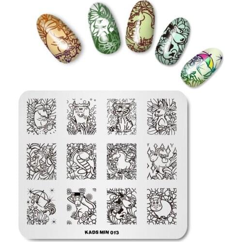 Rolabling Nail Stamping Plates MIN Series Cute Animals Nail Decoration Stamp Manicure Plate Nail Art Stamping Templates