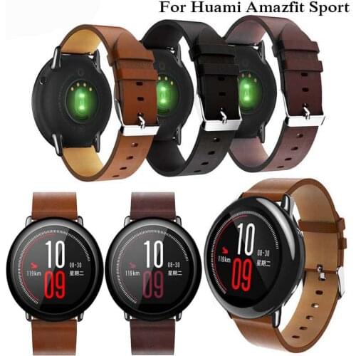 22mm Leather Watchband For Amazfit GTR 47mm smart watch for Xiaomi Huami Amazfit Pace Stratos 3/2/2S Replace Sport Wristband