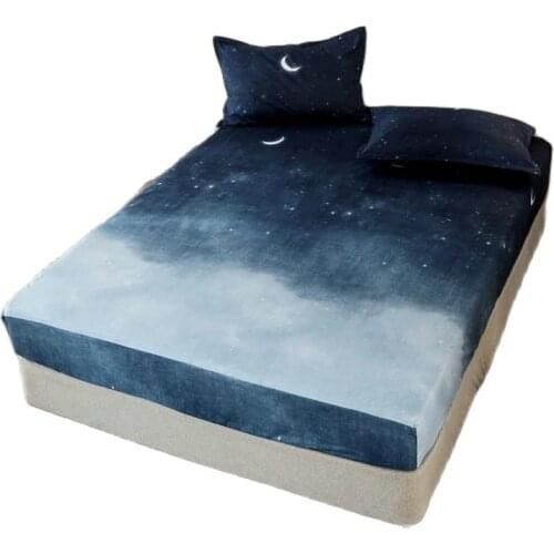 Luxury Starry Sky Bed Sheet Pillowcase Mattress Covers Fitted Sheet Sets With Elastic