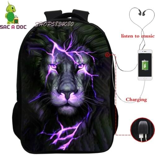Animal Print Backpack Cool Tiger Back To School Teenager Backpack Travel Rucksack Backpack with USB Charger Mochilas Sac A Dos