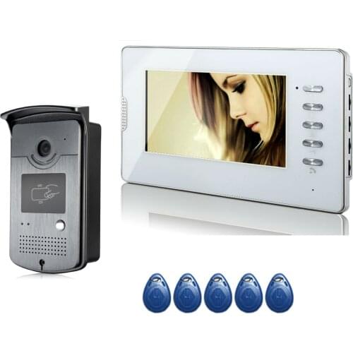 Visual Intercom Doorbell 7'' TFT Color LCD Wired Video Door Phone System Indoor Monitor 700TVL Outdoor IR Camera Support Unlock