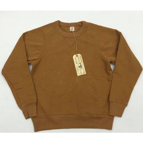 BOB DONG Vintage V-Stitch Crewneck Sweatshirts Solid Raglan Pullovers For Men