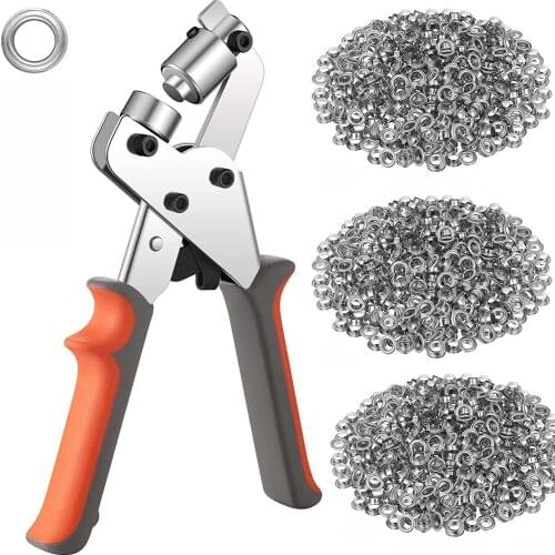 Grommet Handheld 2/5 Inch Eyelet Hole Punch Kit with Grommets Eyelets Sewing Eyelets Hole Punch Tool for Banners Tarps Curtains