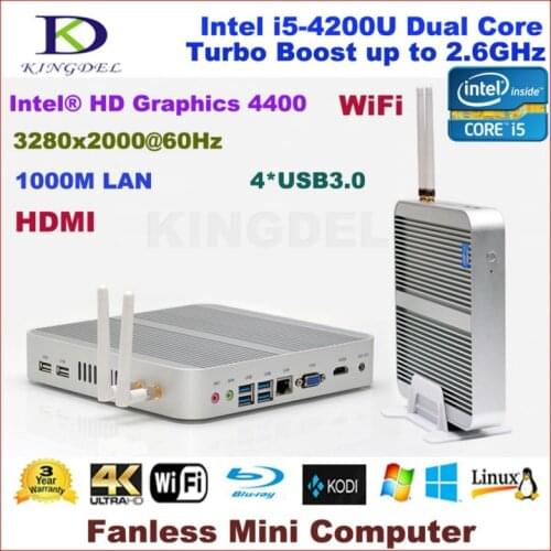 Free shipping High Speed Thin client Mini PC with Intel Core i5-4200U Dual Core 1.6-2.6Ghz,4GB RAM 64GB SSD USB 3.0 Wifi support