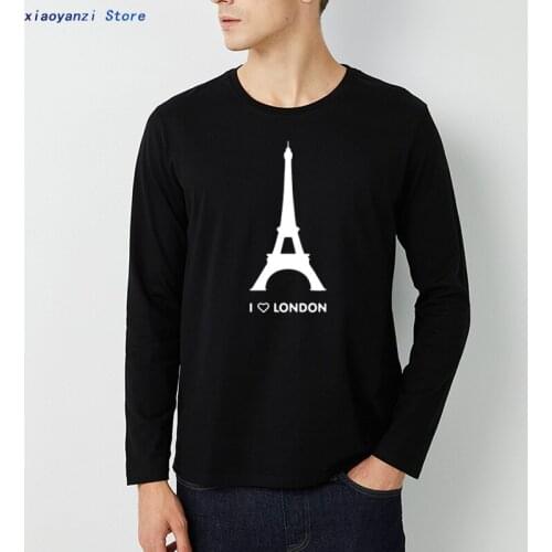 I Love London men long sleeve T shirt Eiffel Tower Funny Design Fashion Tshirt Homme Cotton Soft Hipster Camiseta