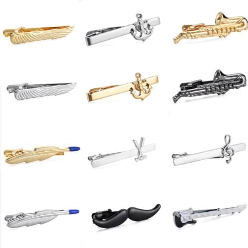 XKZM 18 Styles Formal Mens Necktie Tie Clip Pin Skinny Glossy Clasp Tie Bar Wedding Slim Tie Clips For Men Suits Accessories
