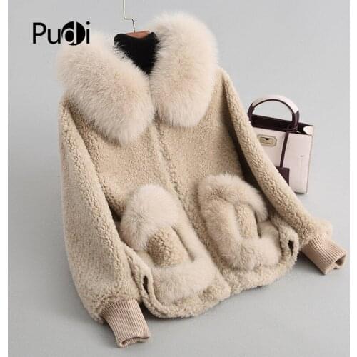 Aorice A18103 womens winter wool warm real fox fur hood coat lady Real wool Long coat jacket over size parka